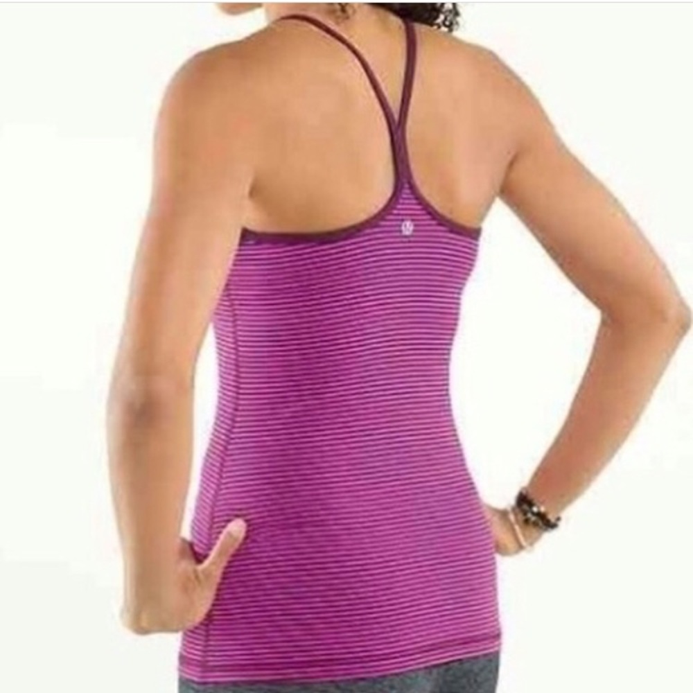 LULULEMON POWER Y HYPER TANK IN RASBERRY STRIPE - Picture 2 of 3